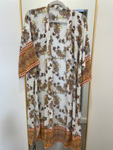 Luxe Yellow & Orange Paisley Print Long OS Kimono Top