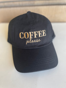 Coffee Please Black Adjustable Hat