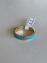 Love Turquoise Enamel Ring Size 6.5