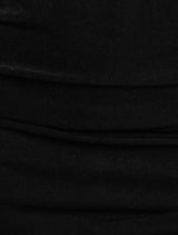 Black Long Sleeve Wrap V-Neck Fitted Dress