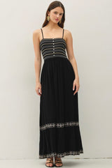 Cozumel Black Tank Maxi Dress w/Pockets, Smocked Bodice & Adjustable Straps