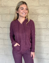 Sugar Plum Comfy Hooded Sweater with Front Pocket