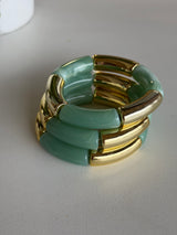 Gold & Marble Teal Resin Set of 3 Stretch Bracelets