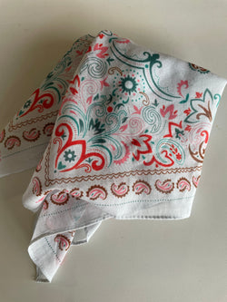 Teal Paisley Square Sheer Scarf