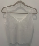 White Rhinestone V-Neck Tank Top