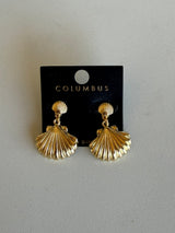 Gold Dipped Sea Shell Post & Dangle Earrings
