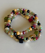 Jewel Tone Set of 3 Stretch Beaded Bracelets