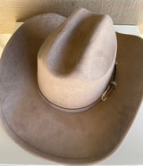 Taupe Cowgirl Hat w/Sparkly Buckle Band & Adjustable Fit