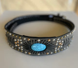 Gypsy Soul Charcoal w/Turquoise Stone Tapered Belt