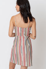 Navajo Multi-Color Stripe Print Adjustable Strap Bodycon Dress