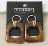 Brown Acrylic & Gold Circle Post Earrings