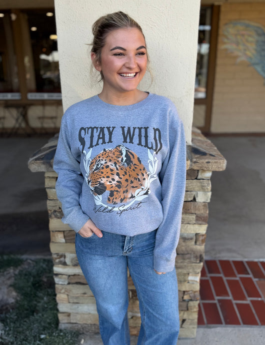 Stay Wild Grey Leopard Wild Spirit Sweatshirt
