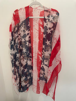 American Flag Vintage Sheer OS Kimono