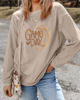 Khaki Game Day Football Corduroy Sweater