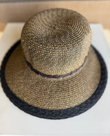 Black & Natural Straw CC Brand Sunhat Visor w/Brown Twisted Band and Adjustable Fit