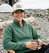 Happy Camper Green & Beige CC Brand Adjustable Snap Closer Hat
