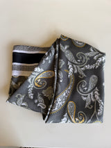 Black & Gold Paisley Silk Square Bandana Scarf