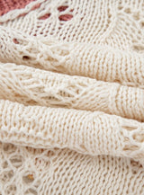 Wild Flower Embroidered Knit Short Sleeve Ivory Sweater Top