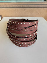 Brown Suede Feel & Silver Studded Twisted Belt