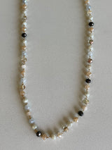 Natural Glass Bead Short Gold Necklace