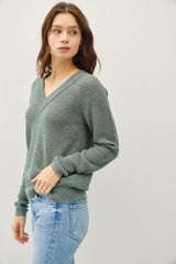 Teal Green Lightweight V-Neck Sweater Top
