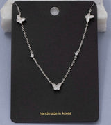 Silver Chanel Butterfly & Rhinestone Necklace