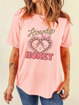 Howdy Honey Pink Horseshoe Heart Graphic Tee