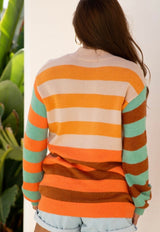 Autumn Color Block Stripe Sweater