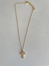 Mother of Pearl & Gold Cross Necklace