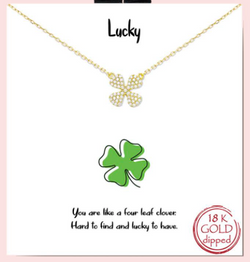 Lucky Sparkle 18K Gold Dipped Four Leaf Clover Necklace