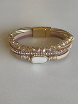 Cream & Gold Magnetic Closure Cuff Bracelet