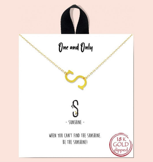 Sunshine 18K Gold Dipped Initial S Necklace