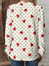 Red & Black Hearts on Ivory Long Sleeve Valentines Top