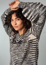 Zebra Space Dye V-Neck Sweater by Lovestitch