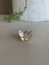 Flutter Mother of Pearl & Gold Plated Butterfly Adjustable Ring