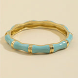 Turquoise & Gold Wavy Bangle w/Hinge Bracelet