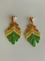Orange, Yellow & Green Dangle Post Earrings