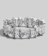 Rhodium CZ Butterflies & Baguettes Band Ring - Size 7