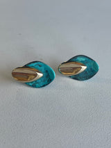 Patina & Gold Leaf Shape Post Earrings