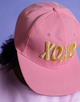 Pink Ball Cap w/Gold XOXO Embroidery and Adjustable Snap Closure