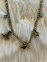 Wild West Cowgirl Charm Gold Necklace