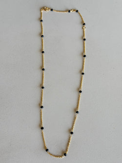 Gold & Black Beaded Dainty Necklace