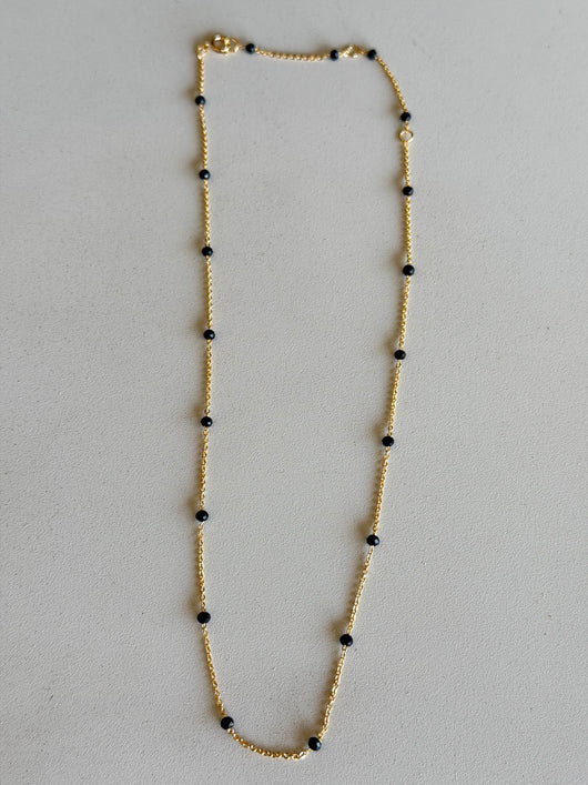 Gold & Black Beaded Dainty Necklace