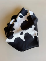 Black & White Cow Print Silk Square Scarf