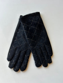 Black w/Gold Checker Pattern Smart Touch Gloves