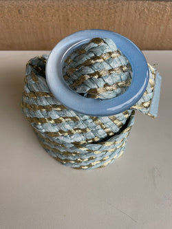 Teal Blue & Gold Braided OS Belt w/Teal Loop Buckle