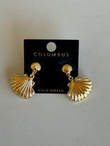 Gold Dipped Sea Shell Post & Dangle Earrings