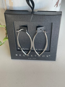 Secret Box Sterling Silver Dipped Wavy Oval Shaped Hoop Earrings