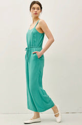 Peacock Flowy Leg Tank Jumper w/Drawstring Waist, Adjustable Straps and Pockets