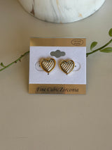 14K Gold Dipped Two-Tone Heart Post Earrings